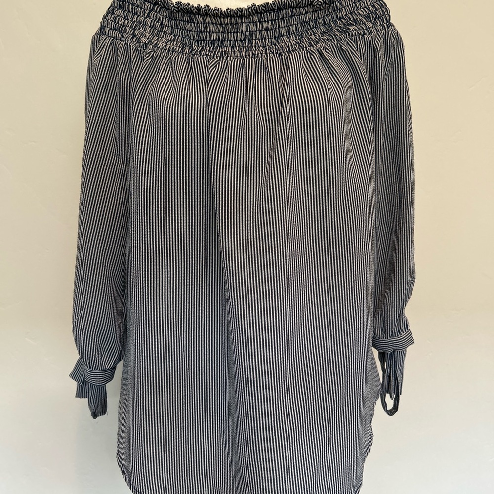 Alice Blue Off Shoulder Striped Long Sleeve Top‎ Blouse Size L